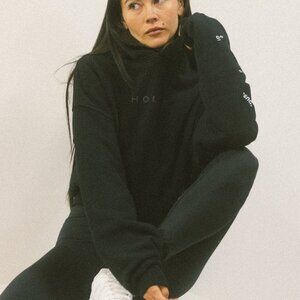 House ID Cropped Black Pullover Hoodie